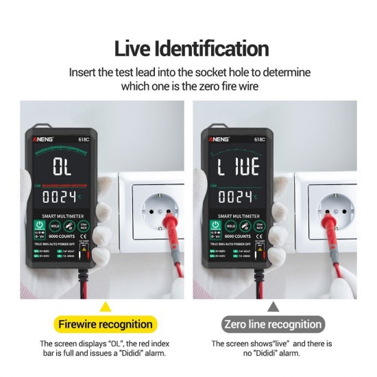 618C Digital Multimeter Smart Touch DC Analog Bar True RMS Auto Tester Professional Capacitor NCV Testers Meter