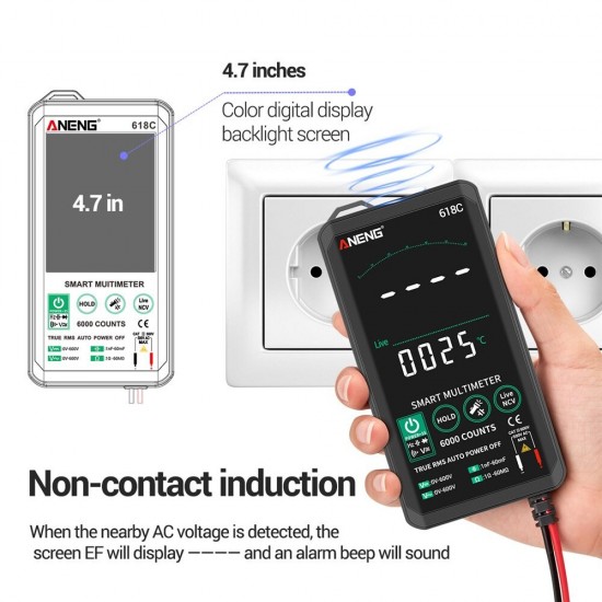 618C Digital Multimeter Smart Touch DC Analog Bar True RMS Auto Tester Professional Capacitor NCV Testers Meter 618C Digital Multimeter Smart Touch DC Analog Bar True RMS Auto Tester Professional Capacitor NCV Testers Meter