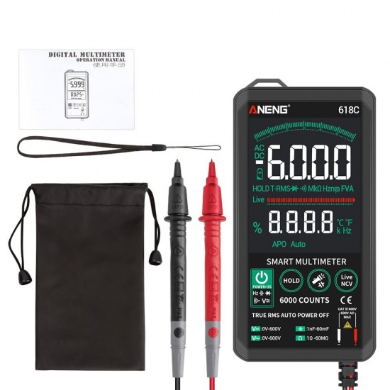 618C Digital Multimeter Smart Touch DC Analog Bar True RMS Auto Tester Professional Capacitor NCV Testers Meter