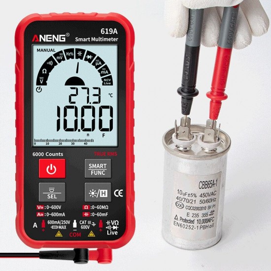619A Digital Multimeter AC/DC Currents Voltage Testers True RMS 6000 Counts Professional Analog Bar Multimetro NCV Meter 619A Digital Multimeter AC/DC Currents Voltage Testers True RMS 6000 Counts Professional Analog Bar Multimetro NCV Meter