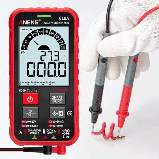619A Digital Multimeter AC/DC Currents Voltage Testers True RMS 6000 Counts Professional Analog Bar Multimetro NCV Meter
