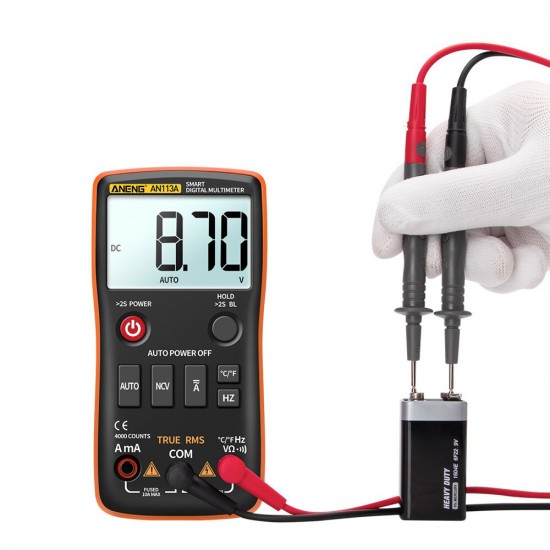 AN113A Intelligent Auto Measure True- RMS Digital Multimeter 4000 Counts Resistance Diode Continuity Tester Temperature AC/DC Voltage Current Meter