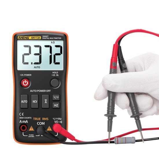 AN113A Intelligent Auto Measure True- RMS Digital Multimeter 4000 Counts Resistance Diode Continuity Tester Temperature AC/DC Voltage Current Meter AN113A Intelligent Auto Measure True- RMS Digital Multimeter 4000 Counts Resistance Diode Continuity Tester Temperature AC/DC Voltage Current Meter