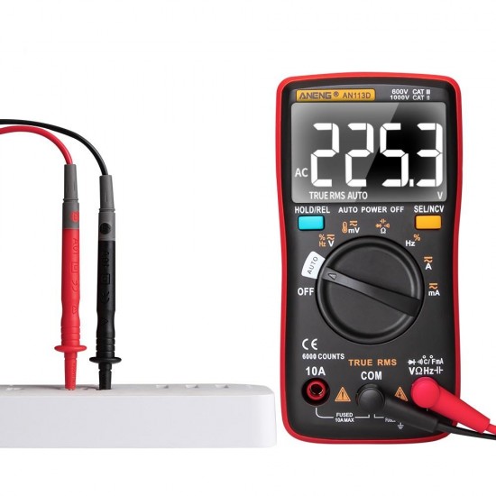 AN113D Intelligent Auto Measure True- RMS Digital Multimeter 6000 Counts Resistance Diode Continuity Tester Temperature AC/DC Voltage Current Meter Upgraded from AN8002