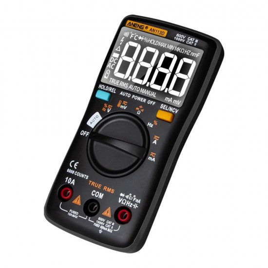 AN113D Intelligent Auto Measure True- RMS Digital Multimeter 6000 Counts Resistance Diode Continuity Tester Temperature AC/DC Voltage Current Meter Upgraded from AN8002