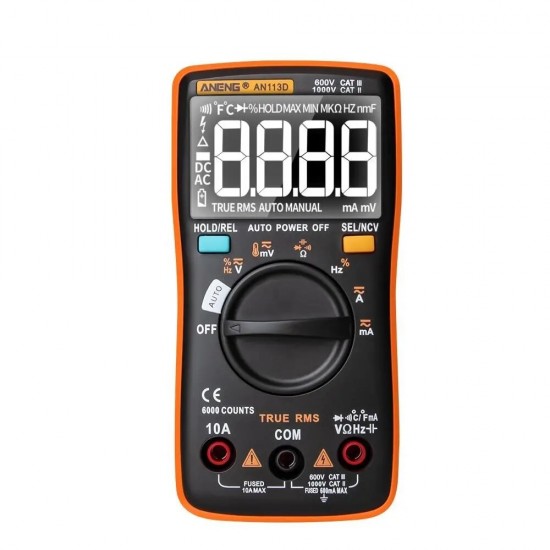 AN113D Intelligent Auto Measure True- RMS Digital Multimeter 6000 Counts Resistance Diode Tester