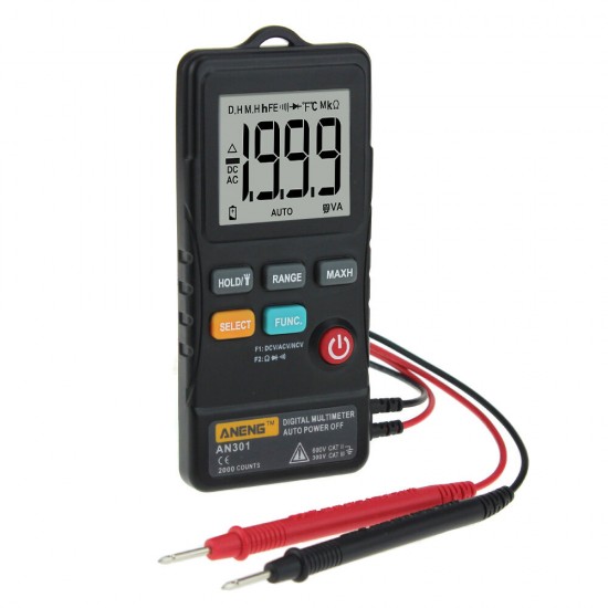 AN301 True RMS 1999 Counts Push Button Card Digital Multimeter With Flashlight AN301 True RMS 1999 Counts Push Button Card Digital Multimeter With Flashlight