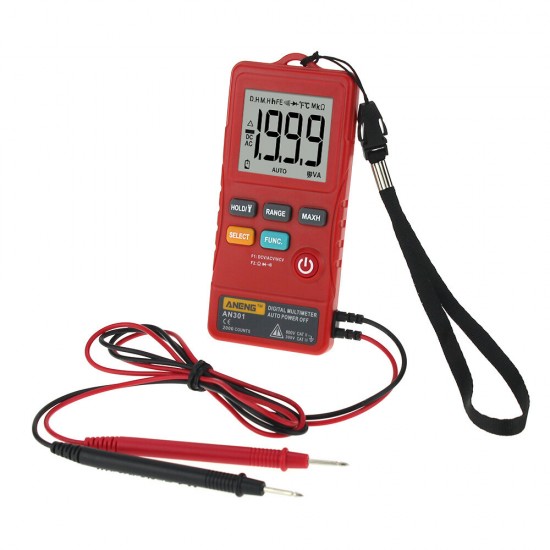 AN301 True RMS 1999 Counts Push Button Card Digital Multimeter With Flashlight AN301 True RMS 1999 Counts Push Button Card Digital Multimeter With Flashlight