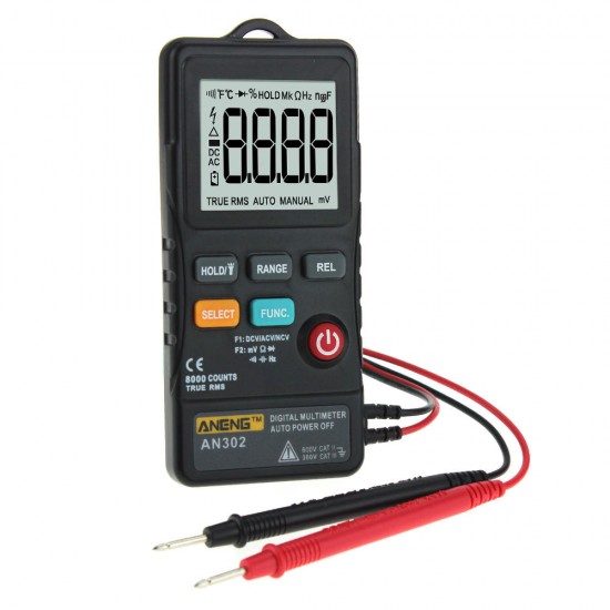 AN302 True RMS 8000 Counts Push-button Card Digital Multimeter AC/DC Tester AN302 True RMS 8000 Counts Push-button Card Digital Multimeter AC/DC Tester