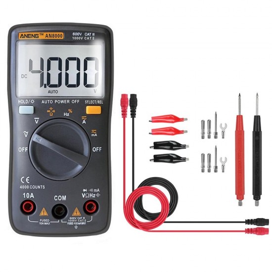 AN8000 Black Digital Multimeter Voltmeter Ammeter Ohmmeter Volt AC DC Ohm Tester Meter + Test Lead Set AN8000 Black Digital Multimeter Voltmeter Ammeter Ohmmeter Volt AC DC Ohm Tester Meter + Test Lead Set