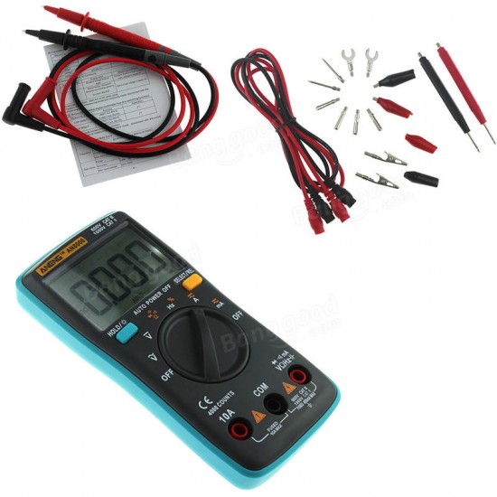 AN8000 Digital Multimeter 4000 Counts Backlight AC/DC Ammeter Voltmeter Capacitance Resistance Frequency Tester + Test Lead Set