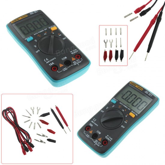 AN8000 Digital Multimeter 4000 Counts Backlight AC/DC Ammeter Voltmeter Capacitance Resistance Frequency Tester + Test Lead Set