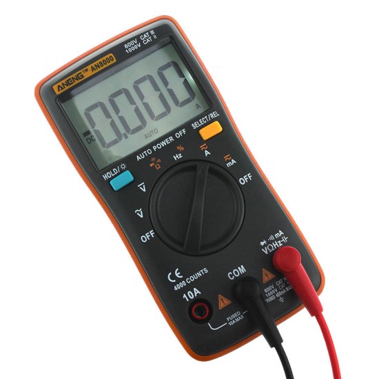 AN8000 Orange Digital Multimeter Voltmeter Ammeter Ohmmeter Volt AC DC Ohm Tester Meter + Test Lead Set