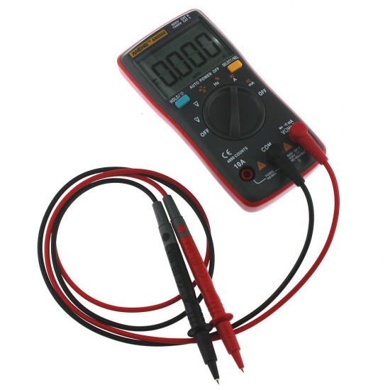 AN8000 Red Digital Multimeter Voltmeter Ammeter Ohmmeter Volt AC DC Ohm Tester Meter + Test Lead Set