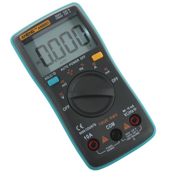 AN8001 Professional True RMS Digital Multimeter 6000 Counts Backlight AC/DC Ammeter Voltmeter Resistance Capacitance Frequency Tester + Test Lead Set AN8001 Professional True RMS Digital Multimeter 6000 Counts Backlight AC/DC Ammeter Voltmeter Resistance Capacitance Frequency Tester + Test Lead Set