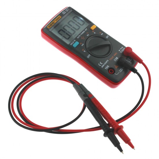 AN8001 Red Professional True RMS Digital Multimeter 6000 Counts Backlight AC/DC Ammeter Voltmeter Resistance Capacitance Frequency Tester + Test Lead Set