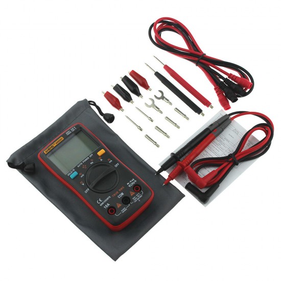 AN8001 Red Professional True RMS Digital Multimeter 6000 Counts Backlight AC/DC Ammeter Voltmeter Resistance Capacitance Frequency Tester + Test Lead Set