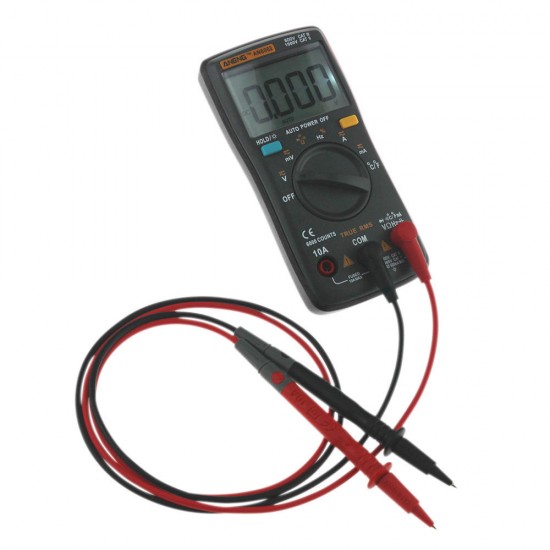 AN8002 Black Digital True RMS 6000 Counts Multimeter AC/DC Current Voltage Frequency Resistance Temperature Tester °°+ Test Lead Set