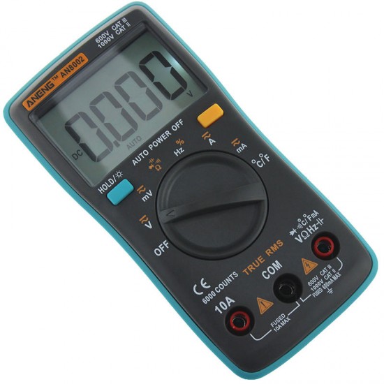 AN8002 Digital True RMS 6000 Counts Multimeter AC/DC Current Voltage Frequency Resistance Temperature Tester °°+ Test Lead Set AN8002 Digital True RMS 6000 Counts Multimeter AC/DC Current Voltage Frequency Resistance Temperature Tester °°+ Test Lead Set