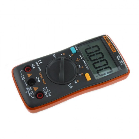 AN8002 Orange Digital True RMS 6000 Counts Multimeter AC/DC Current Voltage Frequency Resistance Temperature Tester °°+ Test Lead Set