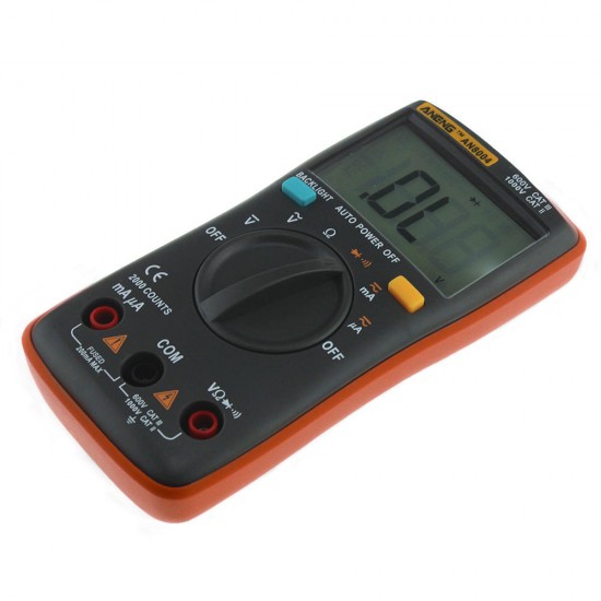 AN8004 Orange Digital 2000 Counts Auto Range Multimeter Backlight AC/DC Ammeter Voltmeter Resistance Frequency Capacitance Meter + Test Lead Set AN8004 Orange Digital 2000 Counts Auto Range Multimeter Backlight AC/DC Ammeter Voltmeter Resistance Frequency Capacitance Meter + Test Lead Set