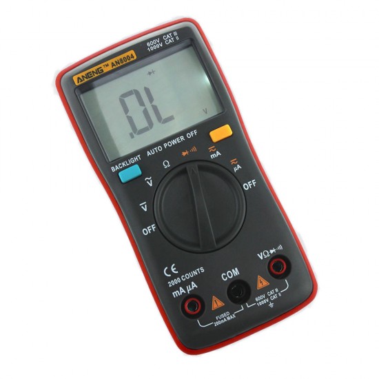 AN8004 Red Digital 2000 Counts Auto Range Multimeter Backlight AC/DC Ammeter Voltmeter Resistance Frequency Capacitance Meter + Test Lead Set AN8004 Red Digital 2000 Counts Auto Range Multimeter Backlight AC/DC Ammeter Voltmeter Resistance Frequency Capacitance Meter + Test Lead Set