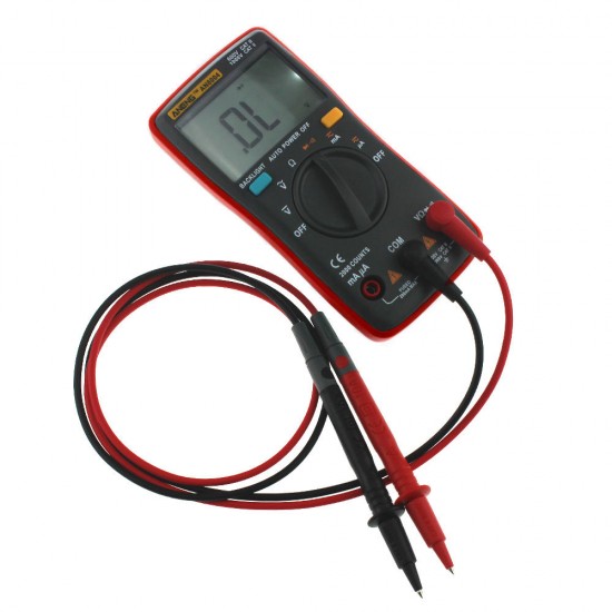 AN8004 Red Digital 2000 Counts Auto Range Multimeter Backlight AC/DC Ammeter Voltmeter Resistance Frequency Capacitance Meter + Test Lead Set