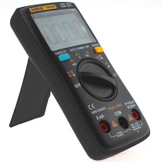 AN8008 True RMS Digital Multimeter 9999 Counts Backlight AC DC Current Voltage Resistance Frequency Capacitance Tester Square Wave Output Black AN8008 True RMS Digital Multimeter 9999 Counts Backlight AC DC Current Voltage Resistance Frequency Capacitance Tester Square Wave Output Black