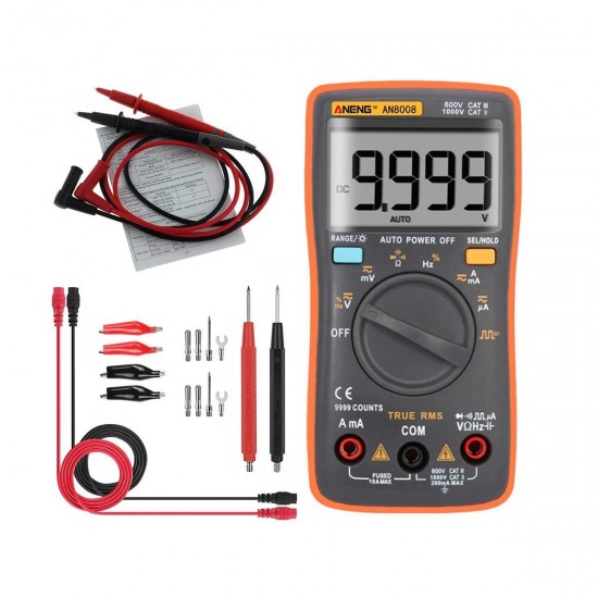 AN8008 True RMS Wave Output Digital Multimeter 9999 Counts Backlight AC DC Current Voltage Res