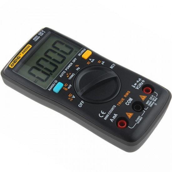 AN8009 True RMS NCV Digital Multimeter 9999 Counts Backlight AC DC Current Voltage Resistance Frequency Capacitance Temperature Tester °°Black