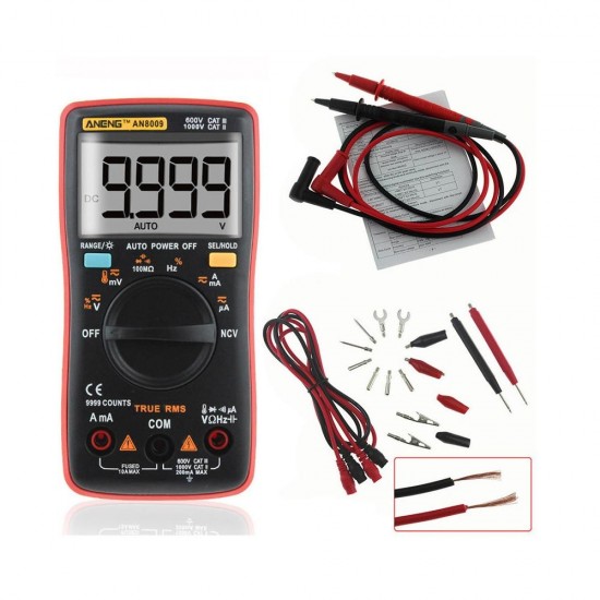 AN8009 True RMS NCV Digital Multimeter 9999 Counts Backlight AC DC Current Voltage Tester AN8009 True RMS NCV Digital Multimeter 9999 Counts Backlight AC DC Current Voltage Tester