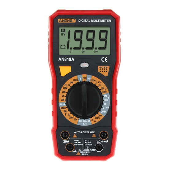 AN819A Digital Multimeter AC DC Current Voltage Capacitance Resistance Diode Tester Live Line Measurement + Crocodile Clip