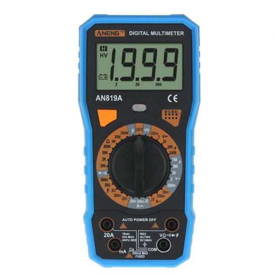 AN819A Digital Multimeter AC DC Current Voltage Capacitance Resistance Diode Tester Live Line Measurement + Crocodile Clip