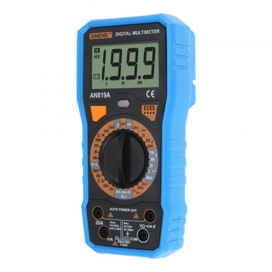 AN819A Digital Multimeter AC DC Current Voltage Capacitance Resistance Diode Tester Live Line Measurement + Crocodile Clip