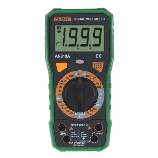 AN819A Digital Multimeter AC DC Current Voltage Capacitance Resistance Diode Tester Live Line Measurement + Crocodile Clip AN819A Digital Multimeter AC DC Current Voltage Capacitance Resistance Diode Tester Live Line Measurement + Crocodile Clip