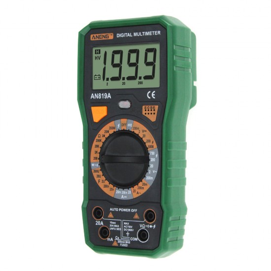 AN819A Digital Multimeter AC DC Current Voltage Capacitance Resistance Diode Tester Live Line Measurement + Crocodile Clip AN819A Digital Multimeter AC DC Current Voltage Capacitance Resistance Diode Tester Live Line Measurement + Crocodile Clip