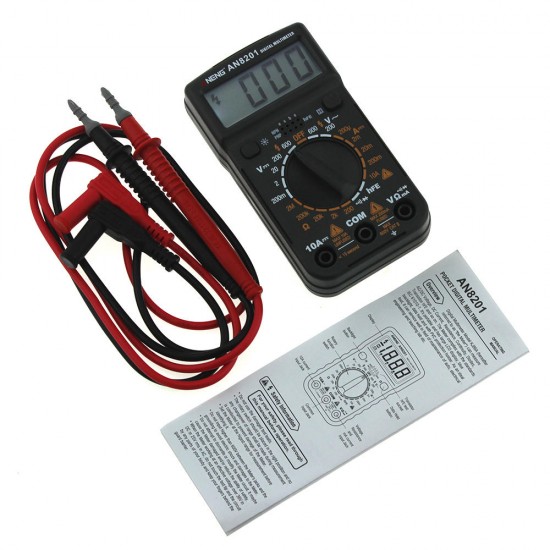 AN8201 Mini Digital Multimeter Backlight AC/DC Ammeter Voltmeter Ohm Tester 1999 Counts Pocket