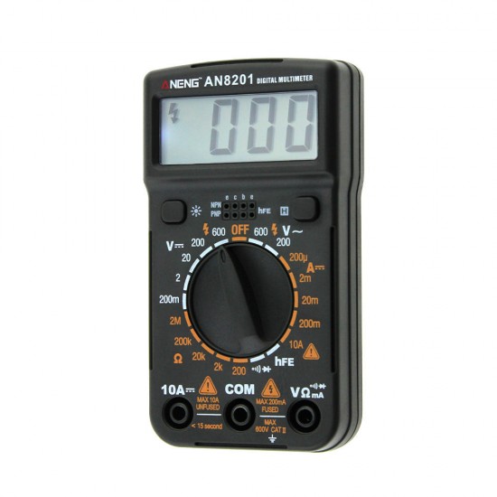 AN8201 Mini Digital Multimeter Backlight AC/DC Ammeter Voltmeter Ohm Tester 1999 Counts Pocket