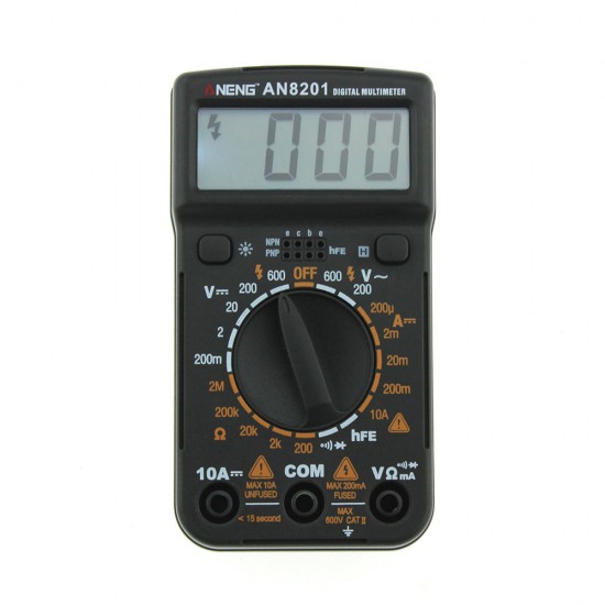 AN8201 Mini Digital Multimeter Backlight AC/DC Ammeter Voltmeter Ohm Tester 1999 Counts Pocket