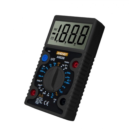 AN8206 Large Screen Digital Multimeter with Square Wave Output Voltage Current Continuity Measurement hEF measurement