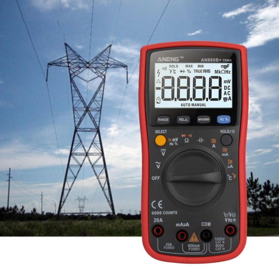 AN860B+ LCD 6000 Counts Digital Multimeter Backlight AC/DC Current Voltage Resistance Frequency Temperature Tester