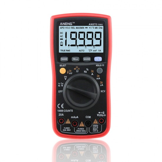 AN870 Auto Range Digital Precision Multimeter 19999 Counts True-RMS NCV Ohmmeter AC/DC Voltage Ammeter Transistor Tester