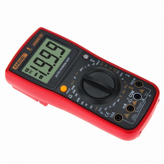 AN881B+ Digital Multimeter AC DC Voltage Current Capacitance Resistance Temperature Diode Triode Tester Non-contact Voltage Test + Crocodile Clip