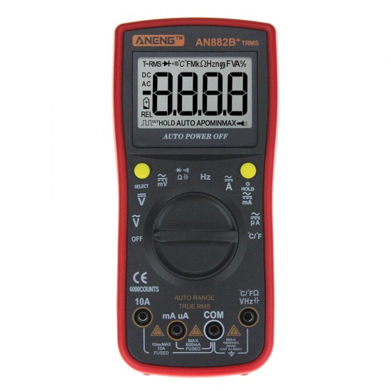 AN882B+ True RMS Digital Multimeter 6000 Counts With Auto Range Backlight Data Hold AC/DC Voltage and Current Test Temperature Measurement