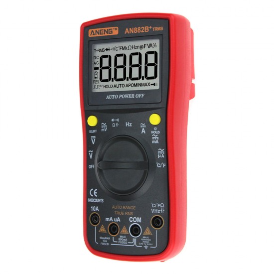 AN882B+ True RMS Digital Multimeter 6000 Counts With Auto Range Backlight Data Hold AC/DC Voltage and Current Test Temperature Measurement