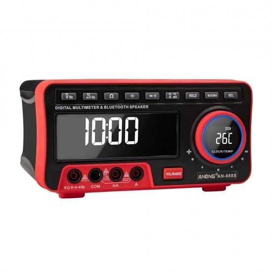 AN888S Digital 4 1/2 19999 High-Precision True RMS Multimeter + bluetooth Speaker + Clock + Temperature Display Profesional Multitester with Ohm Meter Tester Standard Version