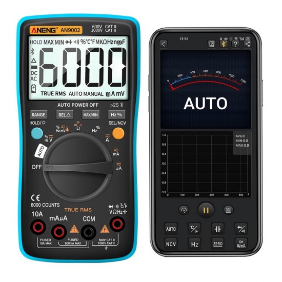 AN9002 Digital bluetooth True RMS Multimeter 6000 Counts Professional Auto Multimetro AC/DC Current Voltage Tester