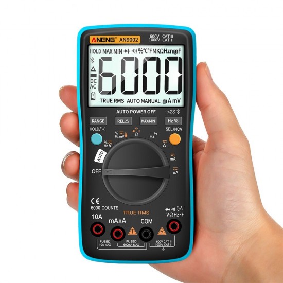 AN9002 bluetooth Digital Multimeter 6000 Counts Professional Multimetro True RMS AC/DC Current Voltage Tester Auto-Range AN9002 bluetooth Digital Multimeter 6000 Counts Professional Multimetro True RMS AC/DC Current Voltage Tester Auto-Range