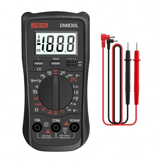 DM830L Digital Multimeter Meter Testers 1999 Count Electrical Transistor Capacitance DC / AC Multimeter With LCD Backlight DM830L Digital Multimeter Meter Testers 1999 Count Electrical Transistor Capacitance DC / AC Multimeter With LCD Backlight