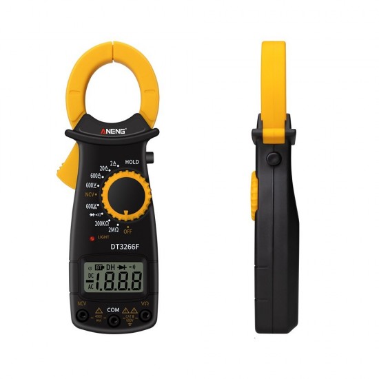 DT3266F Mini Digital Clamp Multimeter Amperemeter Electrical Clamp Meter AC / DC Voltage Resistor Tester with Buzzer